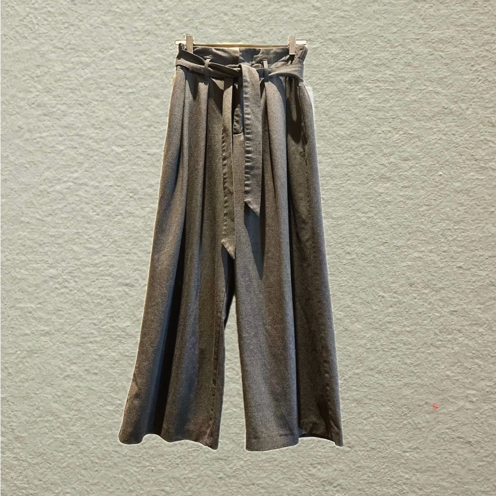 ZARA Charcoal Gray High Waisted Wide Leg Pants Small